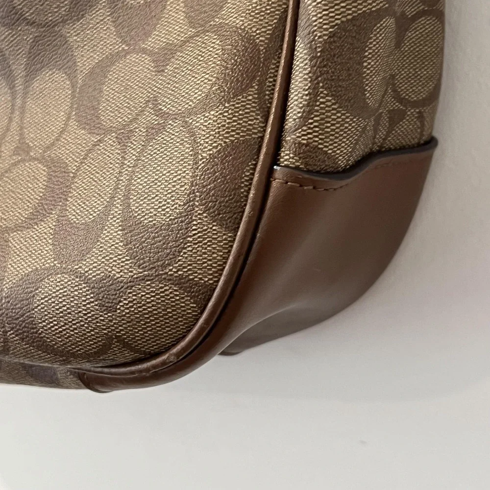 Coach Signature Zip Shoulder Bag Brown Coated Canvas Leather Trim  F29209 - Picture 11 of 16